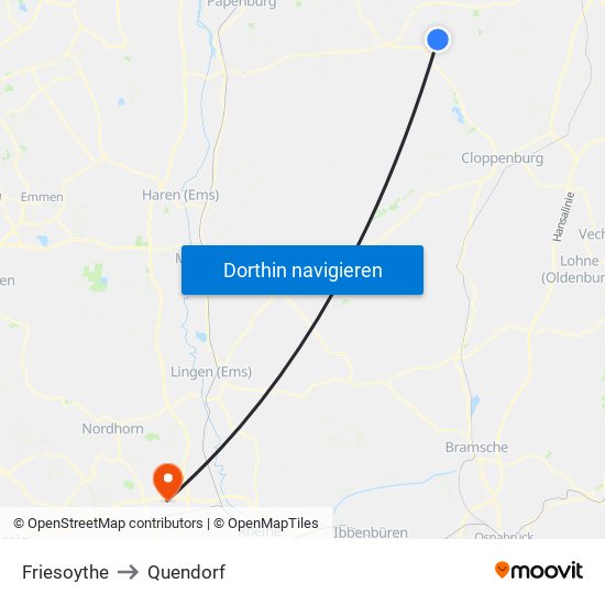 Friesoythe to Quendorf map