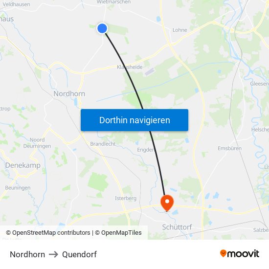 Nordhorn to Quendorf map