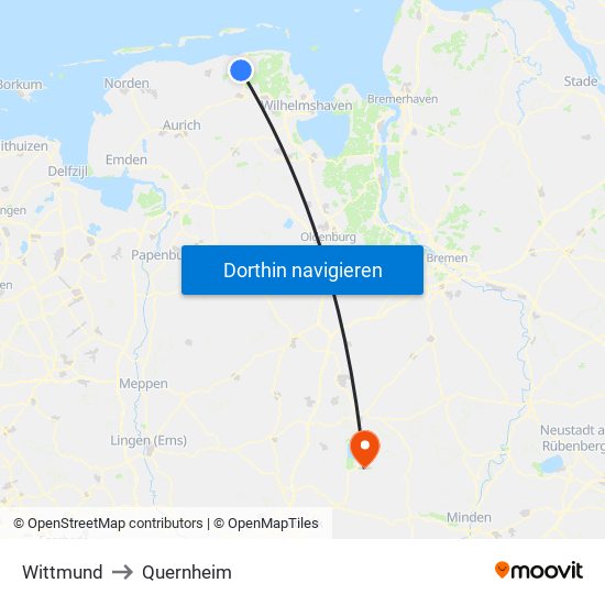 Wittmund to Quernheim map