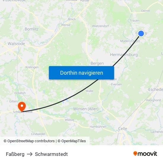 Faßberg to Schwarmstedt map