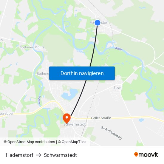Hademstorf to Schwarmstedt map