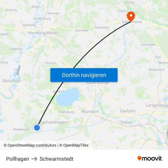 Pollhagen to Schwarmstedt map