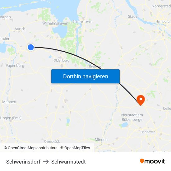 Schwerinsdorf to Schwarmstedt map