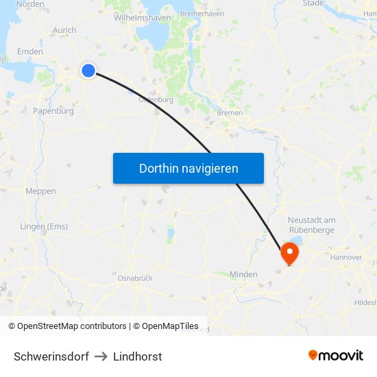 Schwerinsdorf to Lindhorst map