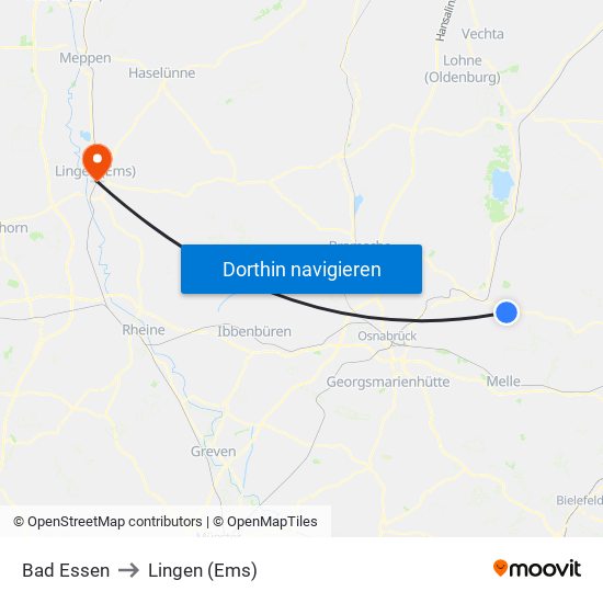Bad Essen to Lingen (Ems) map
