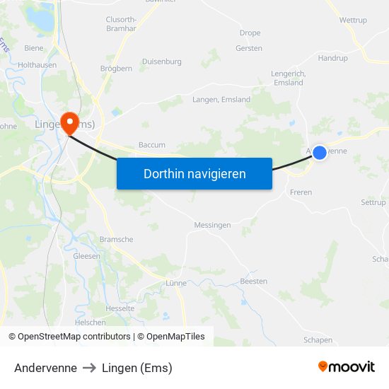Andervenne to Lingen (Ems) map