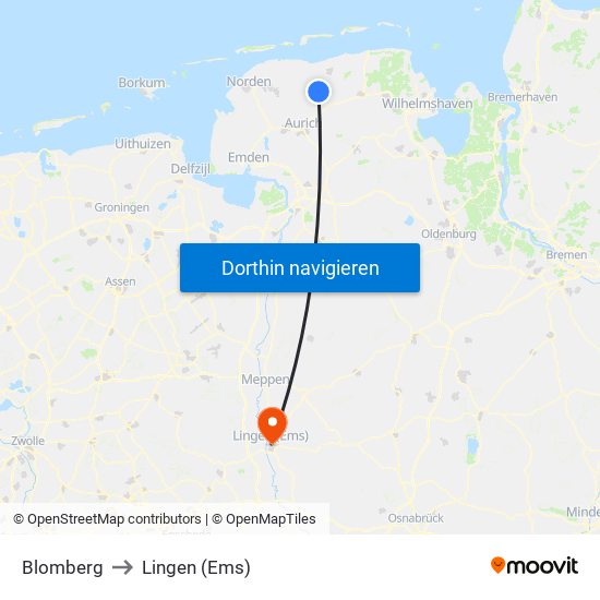 Blomberg to Lingen (Ems) map