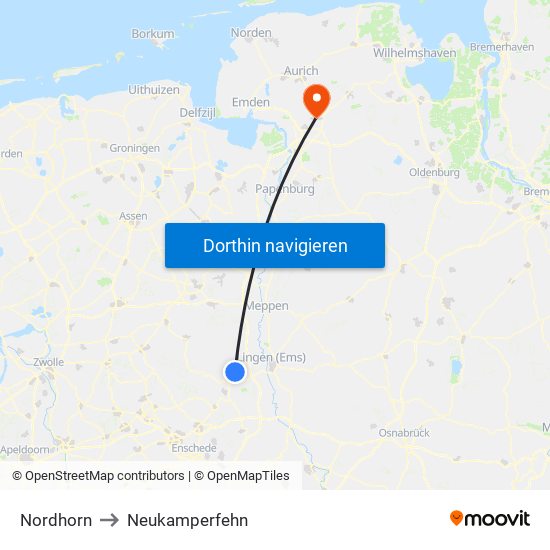 Nordhorn to Neukamperfehn map