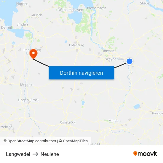 Langwedel to Neulehe map