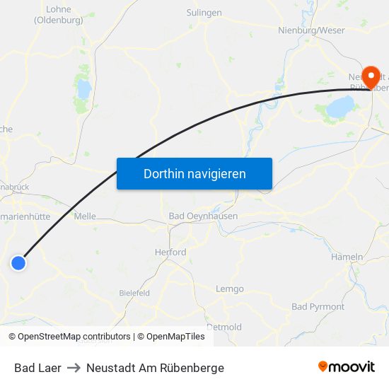 Bad Laer to Neustadt Am Rübenberge map