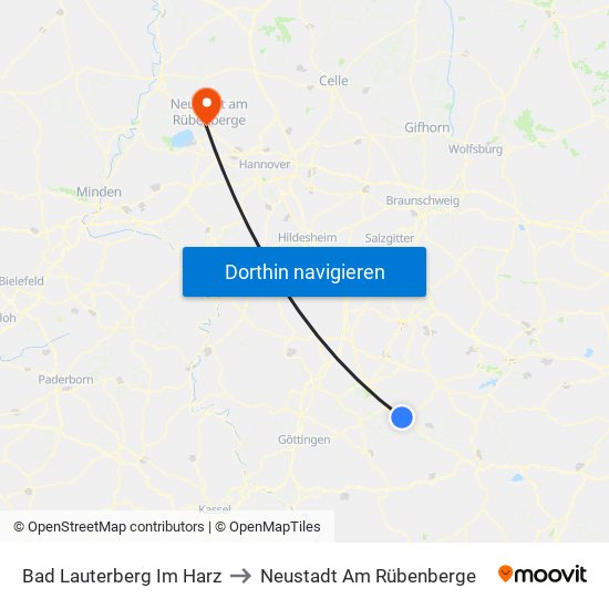 Bad Lauterberg Im Harz to Neustadt Am Rübenberge map