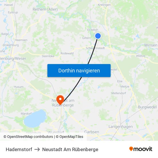 Hademstorf to Neustadt Am Rübenberge map