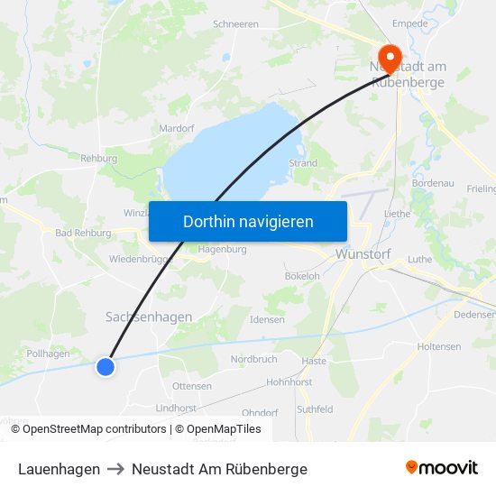 Lauenhagen to Neustadt Am Rübenberge map