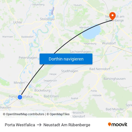 Porta Westfalica to Neustadt Am Rübenberge map