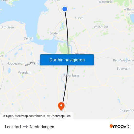 Leezdorf to Niederlangen map