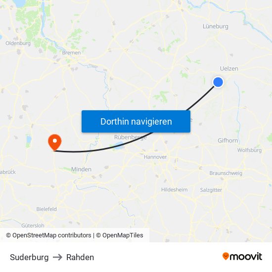 Suderburg to Rahden map