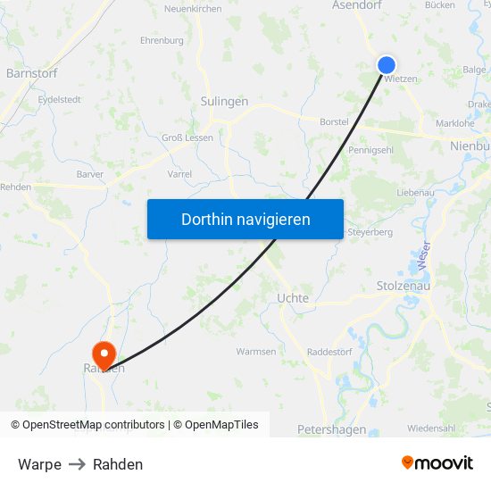 Warpe to Rahden map