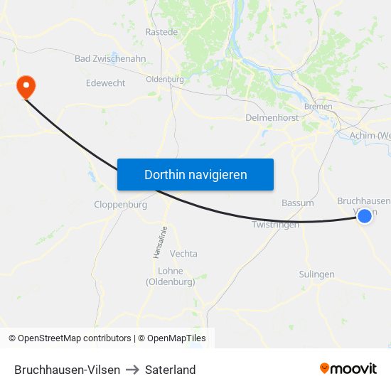 Bruchhausen-Vilsen to Saterland map