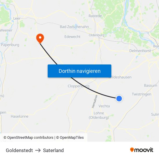 Goldenstedt to Saterland map