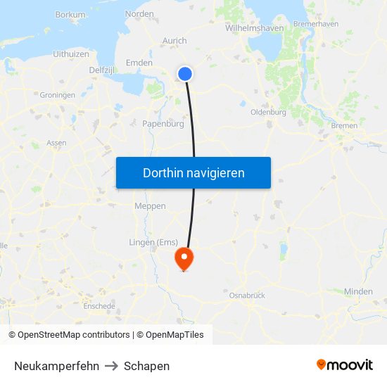 Neukamperfehn to Schapen map