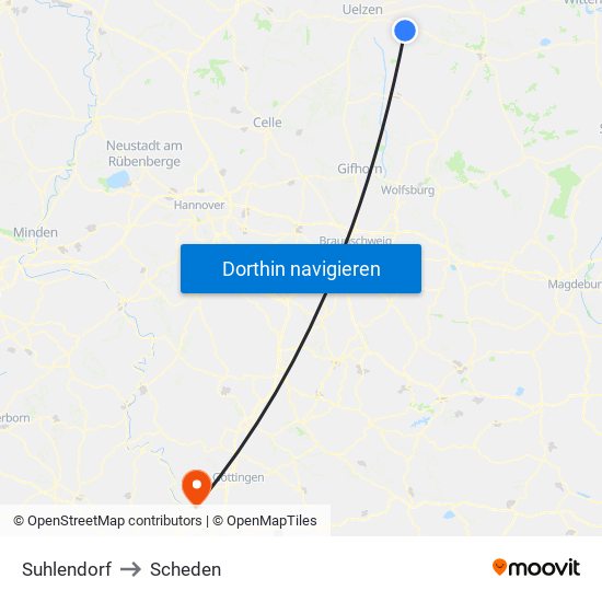 Suhlendorf to Scheden map