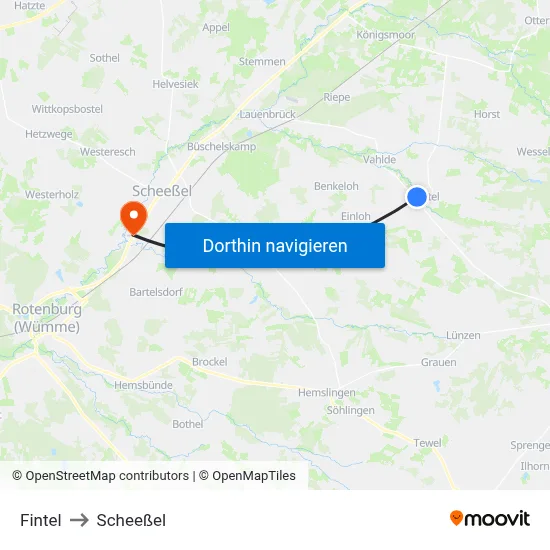 Fintel to Scheeßel map