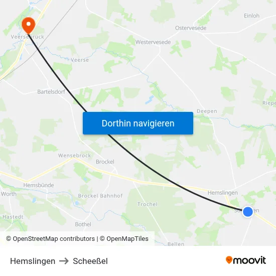 Hemslingen to Scheeßel map