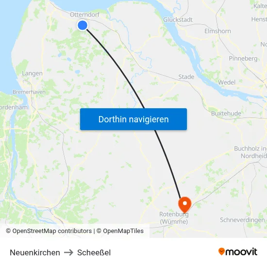 Neuenkirchen to Scheeßel map