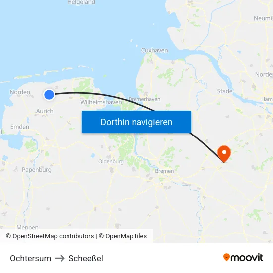 Ochtersum to Scheeßel map