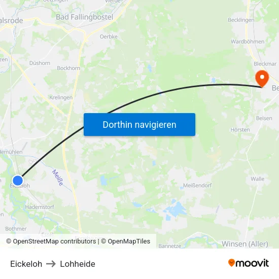 Eickeloh to Lohheide map