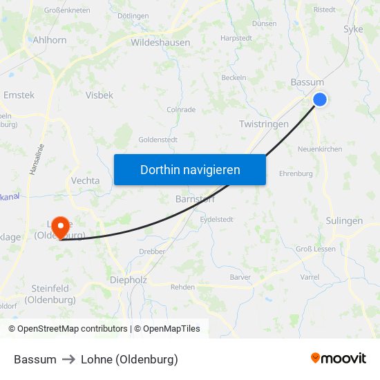 Bassum to Lohne (Oldenburg) map