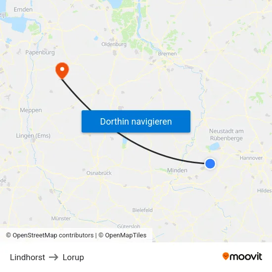 Lindhorst to Lorup map