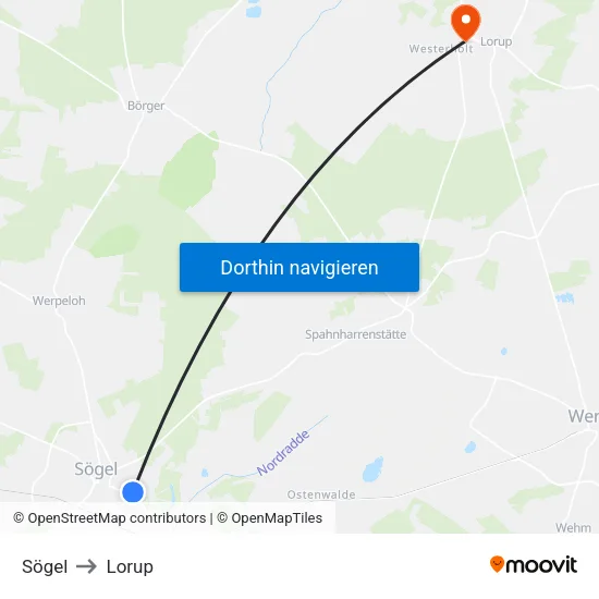 Sögel to Lorup map