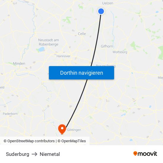 Suderburg to Niemetal map
