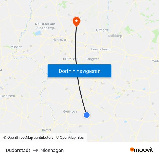 Duderstadt to Nienhagen map