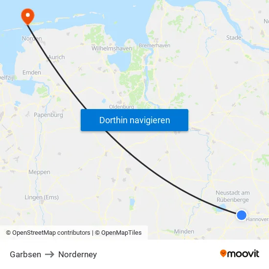 Garbsen to Norderney map