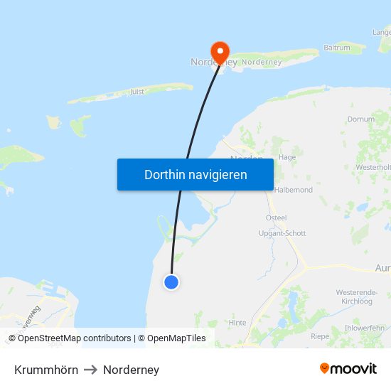 Krummhörn to Norderney map