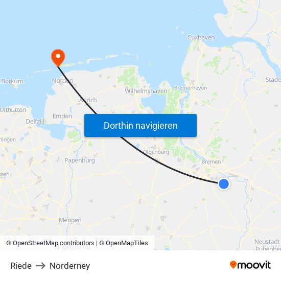 Riede to Norderney map