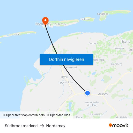 Südbrookmerland to Norderney map
