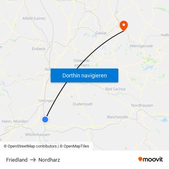 Friedland to Nordharz map