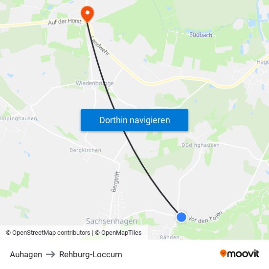 Auhagen to Rehburg-Loccum map