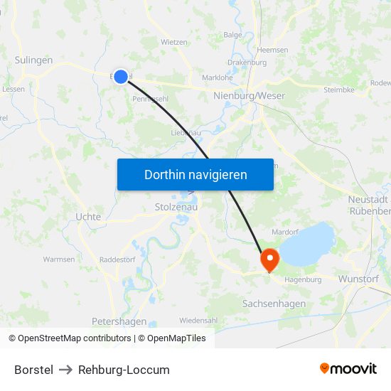 Borstel to Rehburg-Loccum map