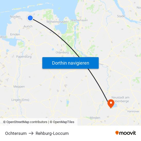 Ochtersum to Rehburg-Loccum map