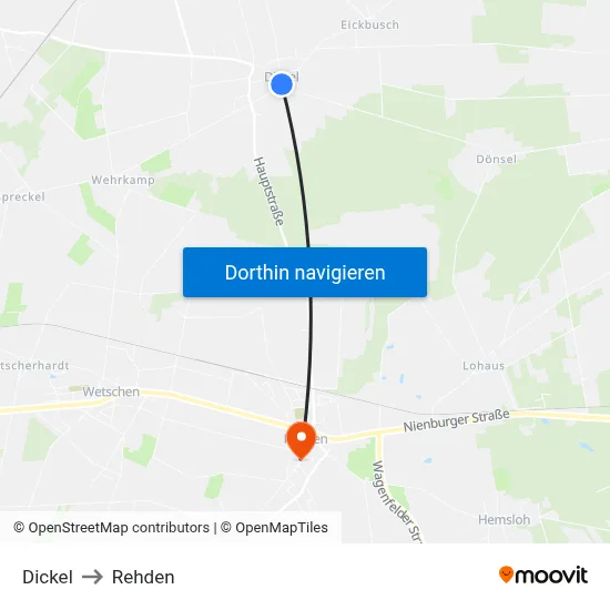 Dickel to Rehden map