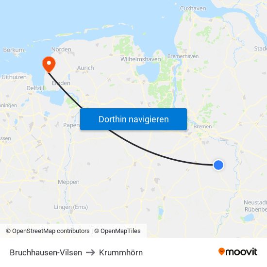 Bruchhausen-Vilsen to Krummhörn map