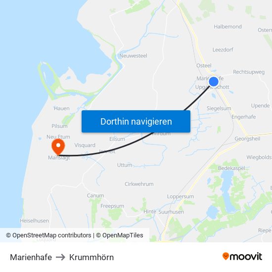 Marienhafe to Krummhörn map