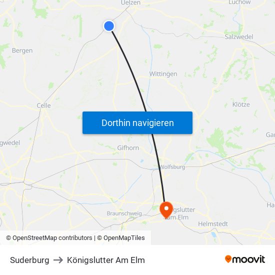 Suderburg to Königslutter Am Elm map