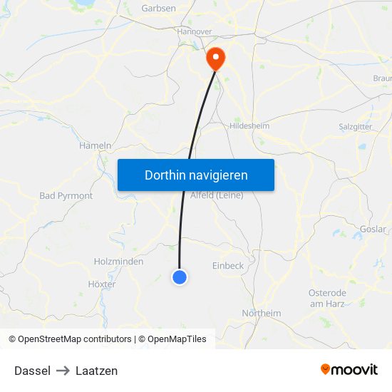 Dassel to Laatzen map