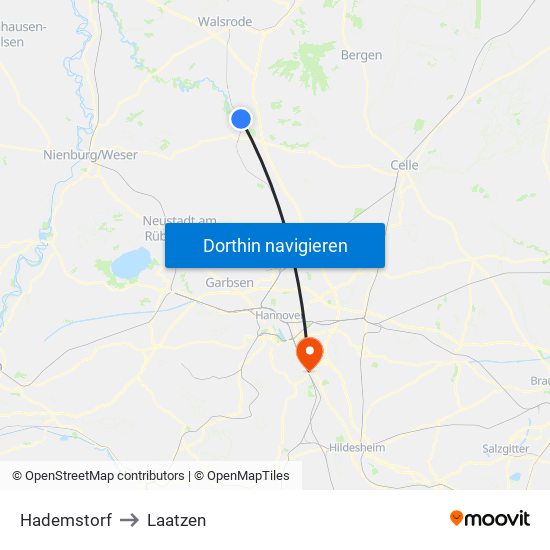 Hademstorf to Laatzen map
