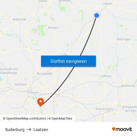 Suderburg to Laatzen map
